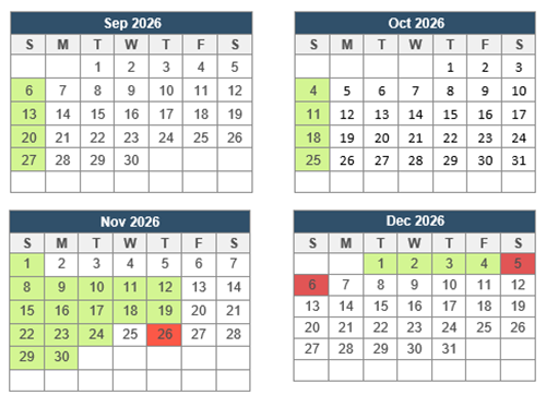 Tentative Calendar