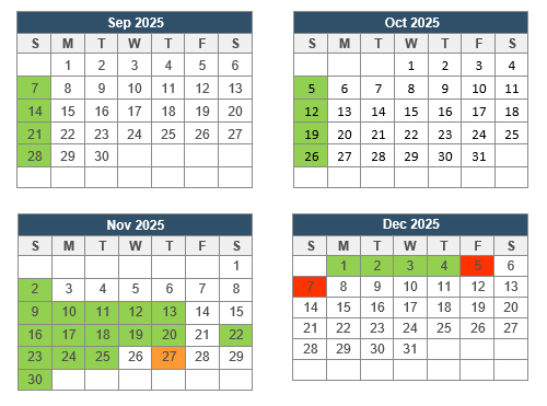 Tentative Calendar